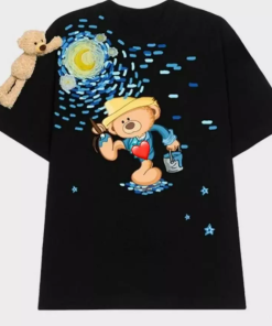 Áo thun đính gấu teedy phông cotton unisex nữ form rộng áo đính gấu