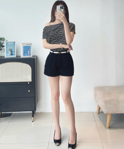 Quần đùi nữ dáng A kiểu jocy basic chất liệu jean cao cấp 2025