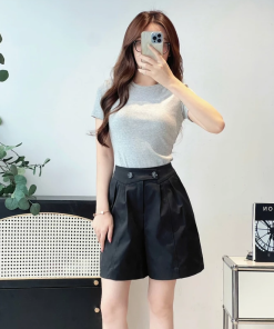 Quần đùi nữ dáng A lửng the rasy chất liệu kaki cao cấp 2025