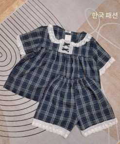 set đồ ngủ nữ kẻ xanh