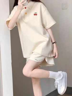 Bộ thun polo cherry nữ