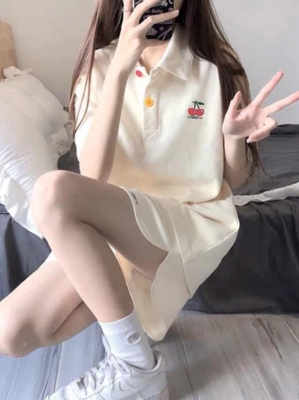 Bộ thun polo cherry nữ