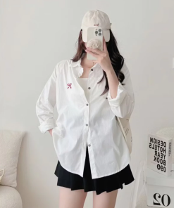 Sơ mi dài tay có túi in logo nơ đang rất hot trên thị trường